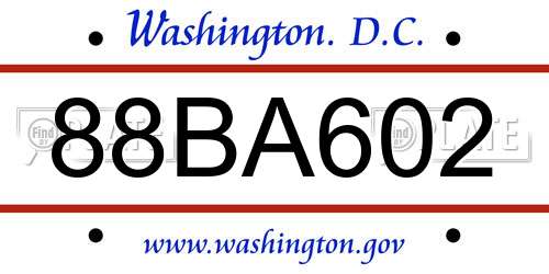 88BA602 District Of Columbia License Plate