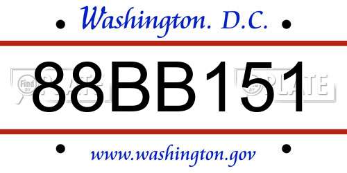 88BB151 District Of Columbia License Plate