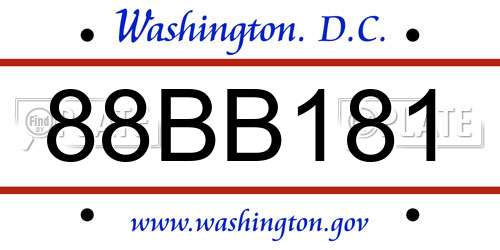 88BB181 District Of Columbia License Plate