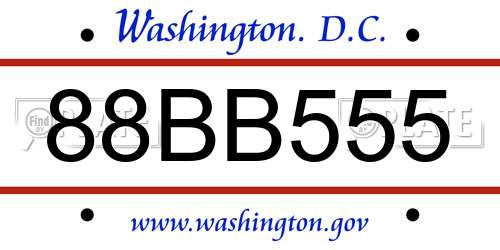 88BB555 District Of Columbia License Plate
