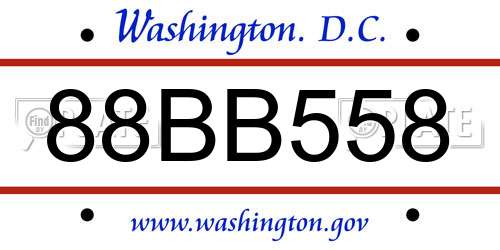88BB558 District Of Columbia License Plate