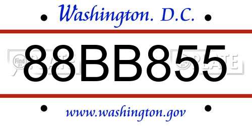 88BB855 District Of Columbia License Plate