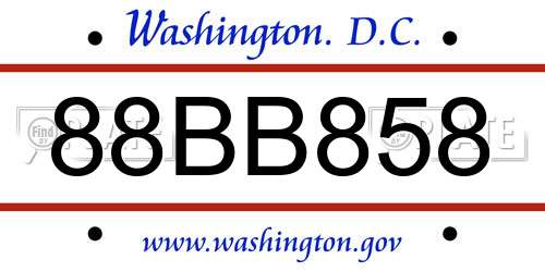 88BB858 District Of Columbia License Plate