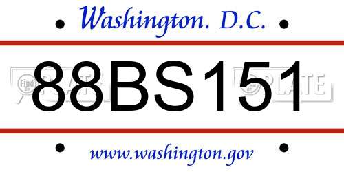 88BS151 District Of Columbia License Plate
