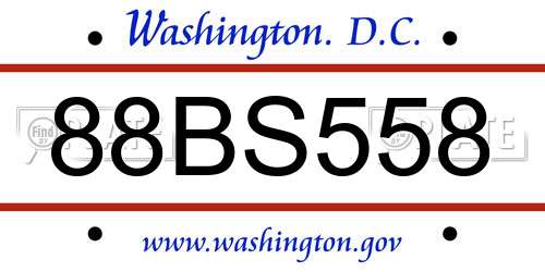 88BS558 District Of Columbia License Plate