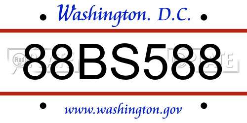88BS588 District Of Columbia License Plate