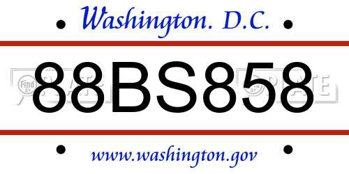 88BS858 District Of Columbia License Plate