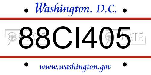 88CI405 District Of Columbia License Plate
