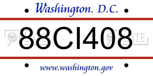 88CI408 District Of Columbia License Plate