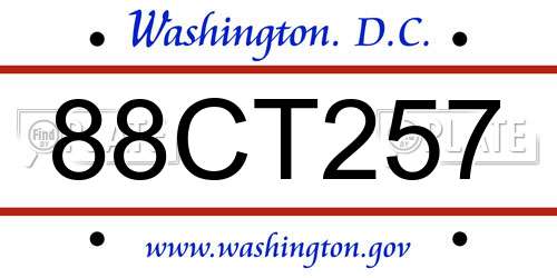 88CT257 District Of Columbia License Plate