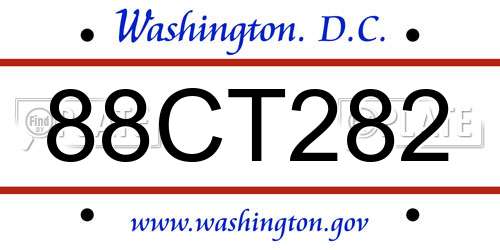 88CT282 District Of Columbia License Plate