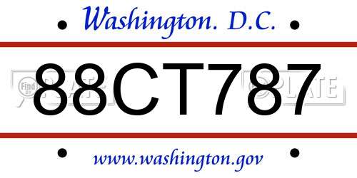 88CT787 District Of Columbia License Plate