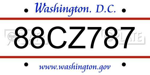 88CZ787 District Of Columbia License Plate