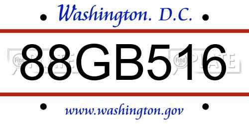 88GB516 District Of Columbia License Plate