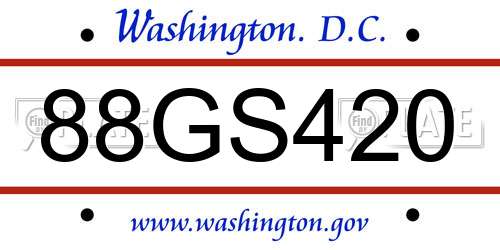 88GS420 District Of Columbia License Plate