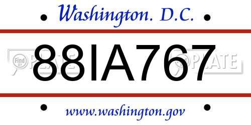 88IA767 District Of Columbia License Plate
