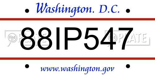 88IP547 District Of Columbia License Plate