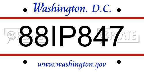 88IP847 District Of Columbia License Plate