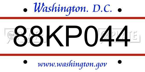 88KP044 District Of Columbia License Plate