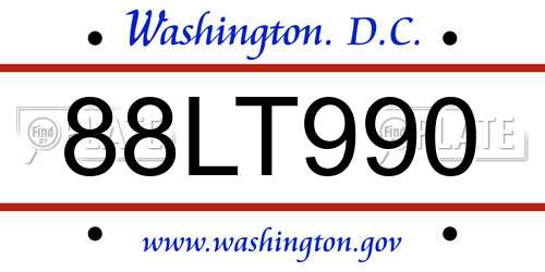 88LT990 District Of Columbia License Plate