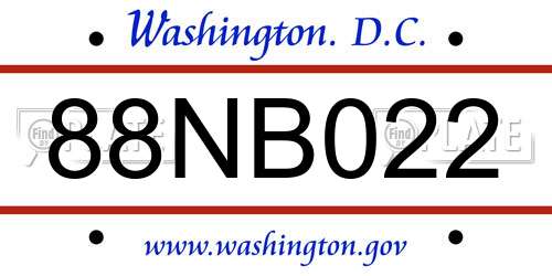 88NB022 District Of Columbia License Plate