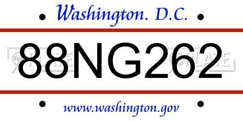 88NG262 District Of Columbia License Plate