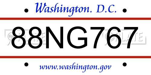 88NG767 District Of Columbia License Plate