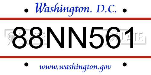 88NN561 District Of Columbia License Plate