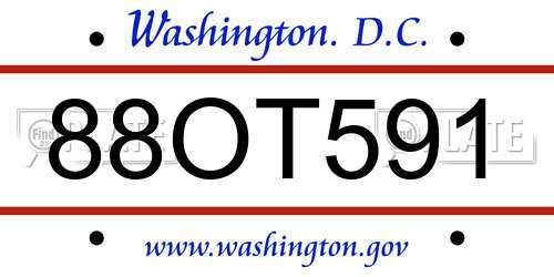 88OT591 District Of Columbia License Plate