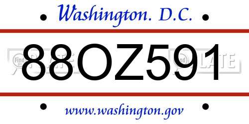 88OZ591 District Of Columbia License Plate