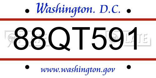 88QT591 District Of Columbia License Plate