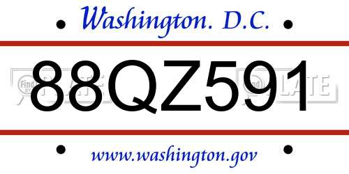 88QZ591 District Of Columbia License Plate
