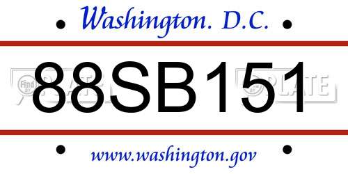 88SB151 District Of Columbia License Plate