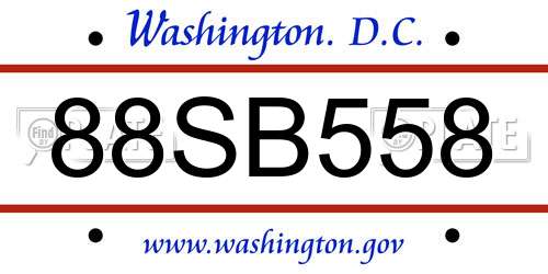 88SB558 District Of Columbia License Plate