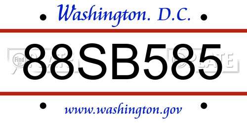 88SB585 District Of Columbia License Plate