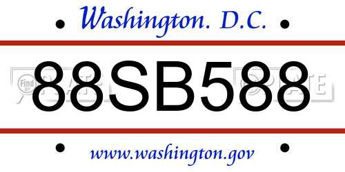 88SB588 District Of Columbia License Plate