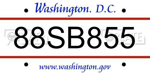 88SB855 District Of Columbia License Plate