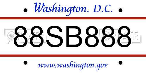 88SB888 District Of Columbia License Plate