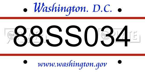 88SS034 District Of Columbia License Plate