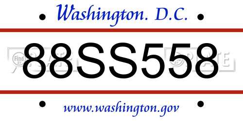 88SS558 District Of Columbia License Plate