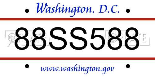 88SS588 District Of Columbia License Plate