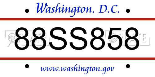 88SS858 District Of Columbia License Plate