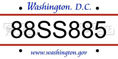 88SS885 District Of Columbia License Plate
