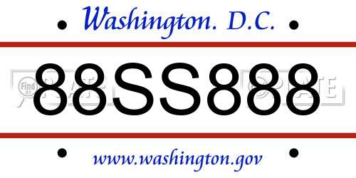 88SS888 District Of Columbia License Plate