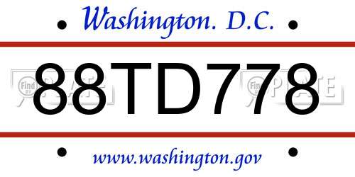 88TD778 District Of Columbia License Plate