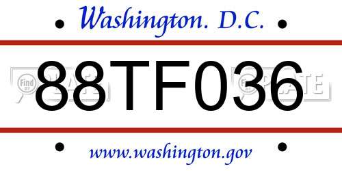 88TF036 District Of Columbia License Plate