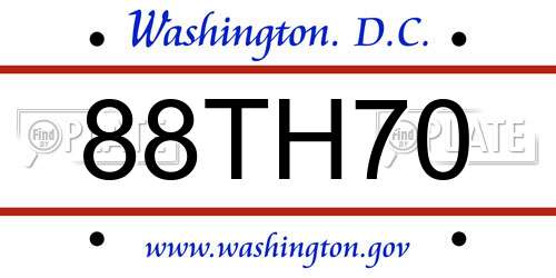 88TH70 District Of Columbia License Plate
