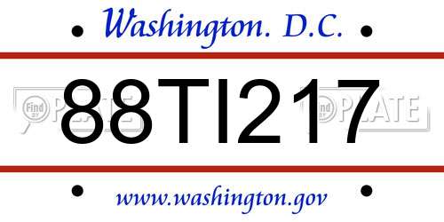 88TI217 District Of Columbia License Plate