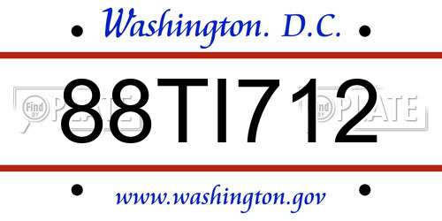 88TI712 District Of Columbia License Plate