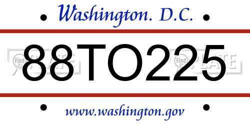 88TO225 District Of Columbia License Plate